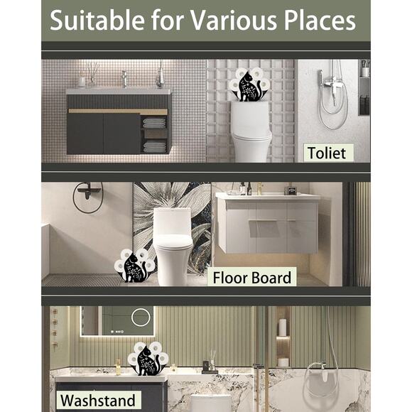 Cat Toilet Paper Holder Stand Metal Black Free Standing 8 Roll Bathroom Décor - Picture 4 of 6